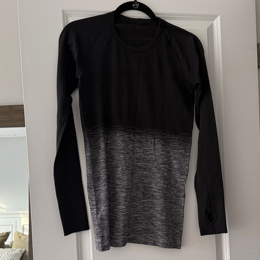 lululemon athletica Black and Gray Long Sleeve Top